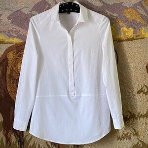 Ellen Tracy Sz XS Women's White Button Up Tunic Popover Long Sleeve